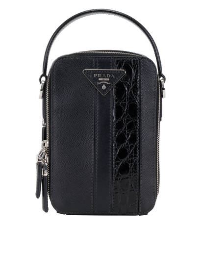 Small Brique, &pound;850, Handbags, Black, Crocodile/Leather, Front view